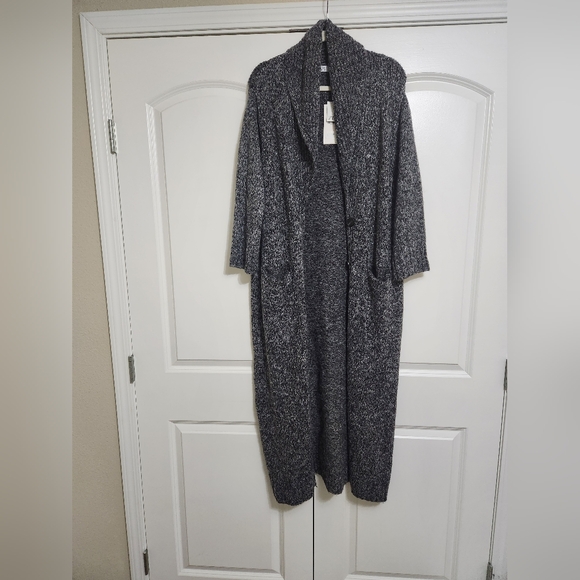 Zara Knit Gray Marled Duster Sweater Coat Size Small - Picture 2 of 5